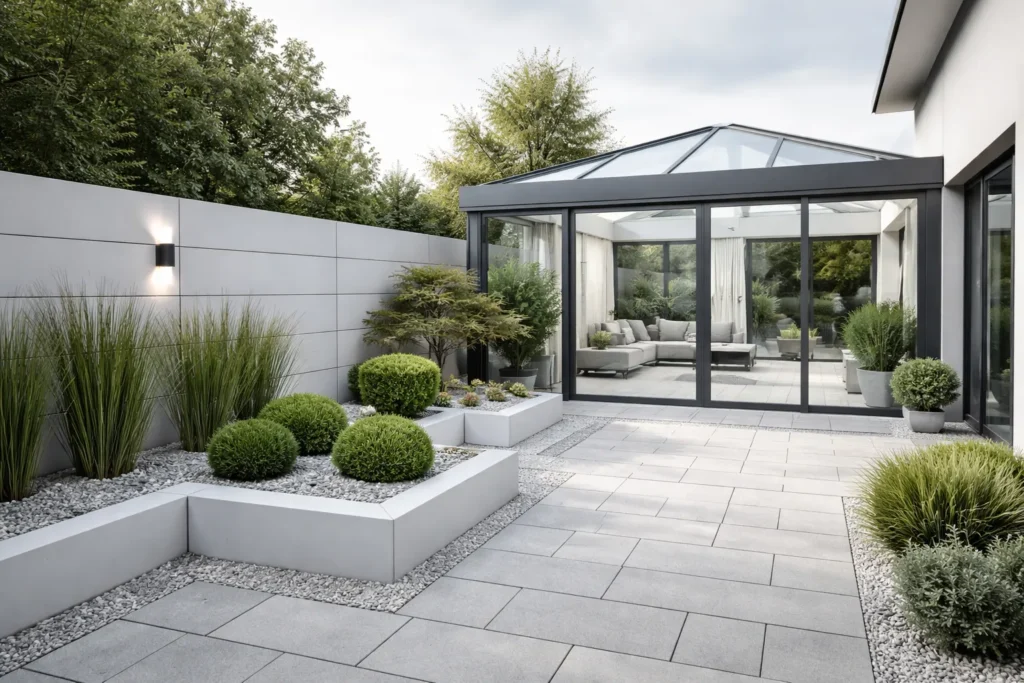 Jak połączyć ogrodzenie betonowe z ogrodem zimowym